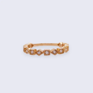 Tiles & Square Diamond Ring in Rose Gold